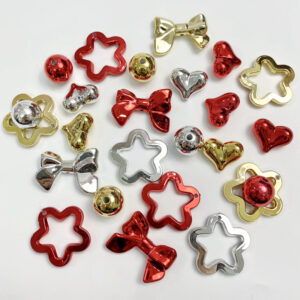 oly-53d8e90b13e82408de692fbf4187dd65 Wholesale UV Plated ABS 16mm DIY Beads, Gold Silver Red Heart Star Bow Charms for Jewelry Making, Fashion Accessory Gift