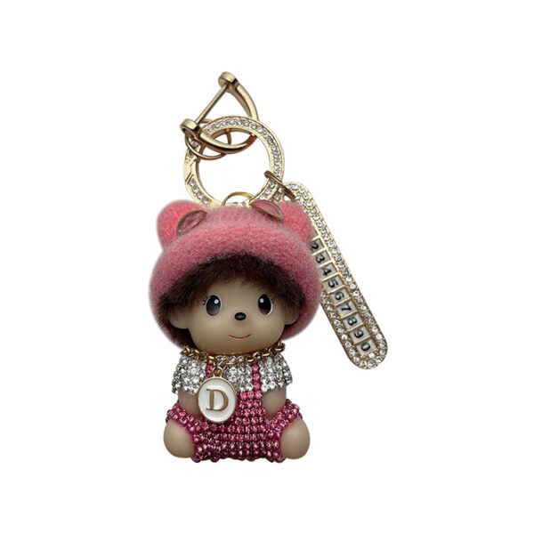 oly-5420b91bbddd1d4683dd96a43763d0cb Wholesale Rhinestone Keychain With Anti Lost Phone Number Plate Gift Boxed Car Key Accessory For Women