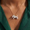 Wholesale Stainless Steel Electroplated Cat Pendant Necklace With Zircon Pet Theme Jewelry Trendy Fashion Accessory For Resale