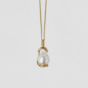 Gold-plated round belly pearl necklace