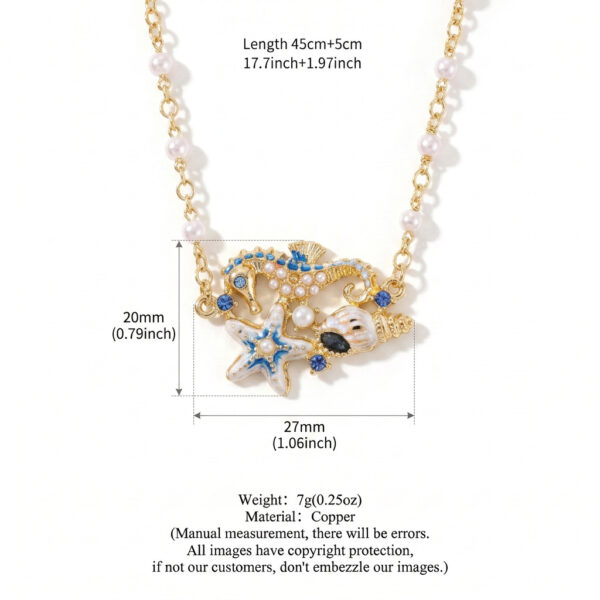 oly-545101ef356604e9d1ee76f930cb4fab Wholesale Copper Ocean Necklace With Starfish Shell Charms For Summer Beach Chic Jewelry Accessory