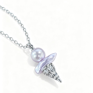 4-point base purple pearl ice cream necklace (imitation pearl)