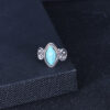 oly-54c59b3a3c777e51c5572dc229a237bd Wholesale Zinc Alloy Turquoise Textured Ring Antique Silver Vintage Geometric Design Statement Jewelry For Women Boutique Fashion Accessory