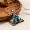oly-5524775198bc803c650cffbd6d30d1ef Wholesale Hip Hop Blue Eye Triangle Pendant Necklace Stylish Streetwear Jewelry Accessory Zinc Alloy Silver Finish Boutique Resale Gift
