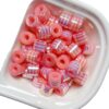 Wholesale Rainbow Stripe Cylindrical Resin Barrel Beads Electroplated Plastic Loose Beads for DIY Bracelet Jewelry Making Craft and Gift Accessory