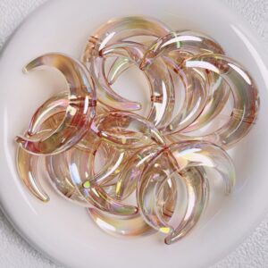 14 - center hole - transparent light brown (non-glow) / Size is about 35 * 47mm, aperture is about 2.9mm