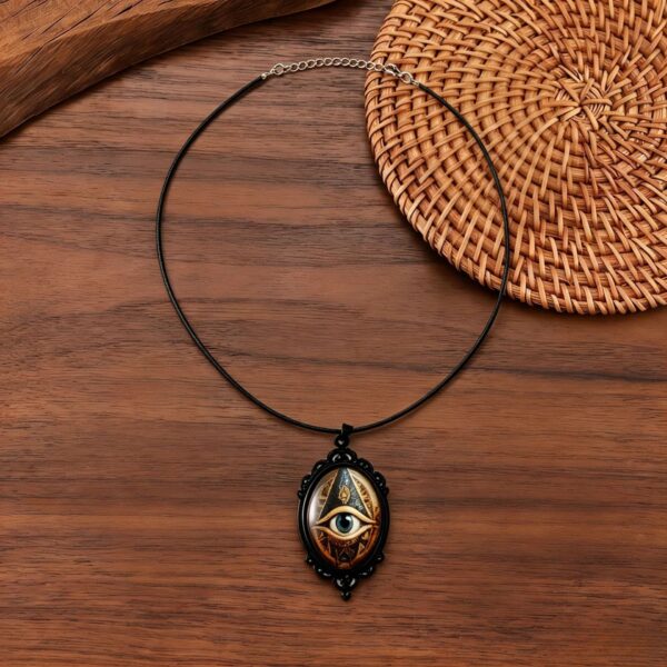 oly-557fec0a1aeb37e632c5c2a0095ec7b7 Wholesale Gothic All Seeing Eye Pendant Necklace Retro Horus Eye Amulet Black Rope Chain Zinc Alloy Jewelry For Boutique Resale Or Gift