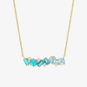 Blue Diamond Geometric Necklace