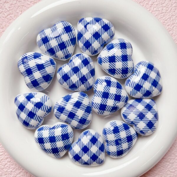 Wholesale Acrylic Plaid Heart Loose Beads DIY Jewelry Making Phone Charm Bracelet Craft Supply