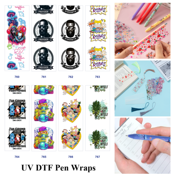 Wholesale 2/8/16pcs Retro Figure & Horror Cartoon Graphic Print Pen and Bookmark Stickers UV DTF Wraps OLY Exclusive