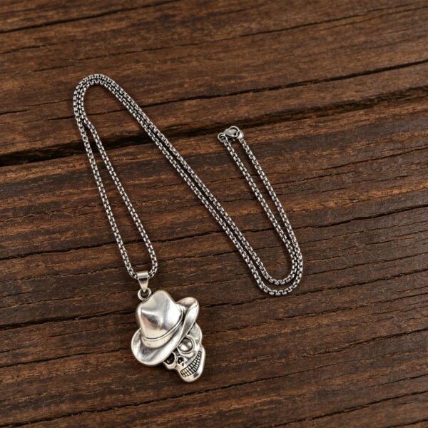 Wholesale Gold Plated Skull Necklace Vintage Cowboy Punk Trendy Jewelry Accessory