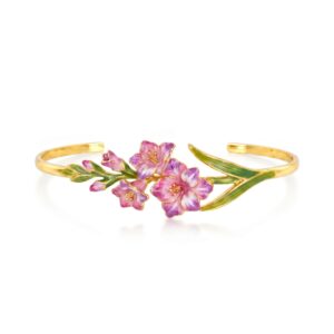 Purple iris open bracelet
