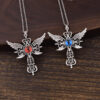 Wholesale Trendy Angel Wing Evil Eye Cross Pendant Necklace Fashion Jewelry Accessory Gift For Boutique Resale