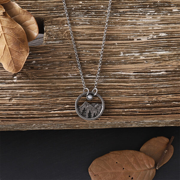 oly-56836500171afd1f0d3e4ab16533e067 Wholesale Retro Bohemian Round Openwork Turquoise Mountain Pendant Necklace Antique Silver Finish Gift