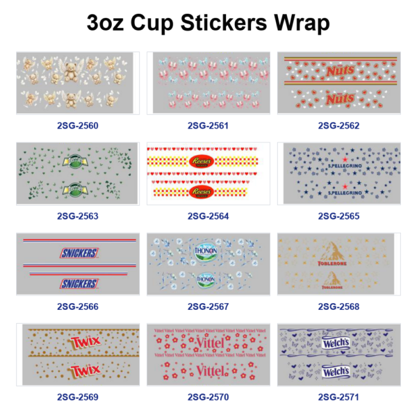 Wholesale 8pcs Angel Bear Butterfly Label Print 3oz Cup Stickers Wrap OLY Exclusive