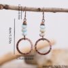 Wholesale Bohemian Hammered Circle Turquoise Beaded Drop Earrings For Women Vintage Fashion Jewelry Accessory Boutique Resale Gift