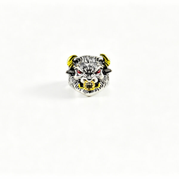 oly-56dbd57a37d446108137fe09300e55c7 Wholesale Men S Silver Bull Head Open Ring Angry Beast Design Fashion Jewelry Accessory Everyday Wear