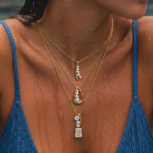 oly-56e8db3a49fd030b2b39518a9ac8e2de Wholesale Geometric Zircon Pendant Necklace Stainless Steel Stainless Steel Electroplated Tone Fashion Jewelry Gift