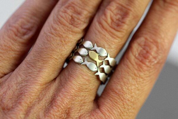 Wholesale Fish Design Open Ring Adjustable Two Tone Animal Jewelry Accessory For Women Gift Boutique Resale