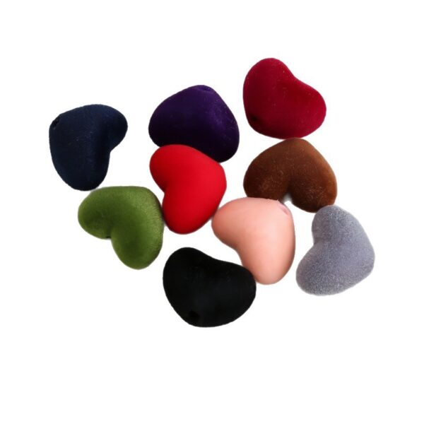 oly-575540988b25b9b4e5e75d3b7bfb1d67 Wholesale Flocked Heart Acrylic Beads - Chic DIY Jewelry Accessory for Everyday Wear, Phone Charm Craft Supply