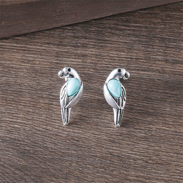 Wholesale Ancient Silver Finish Vintage Turquoise Bird Earring Necklace Set Fashion Jewelry For Party