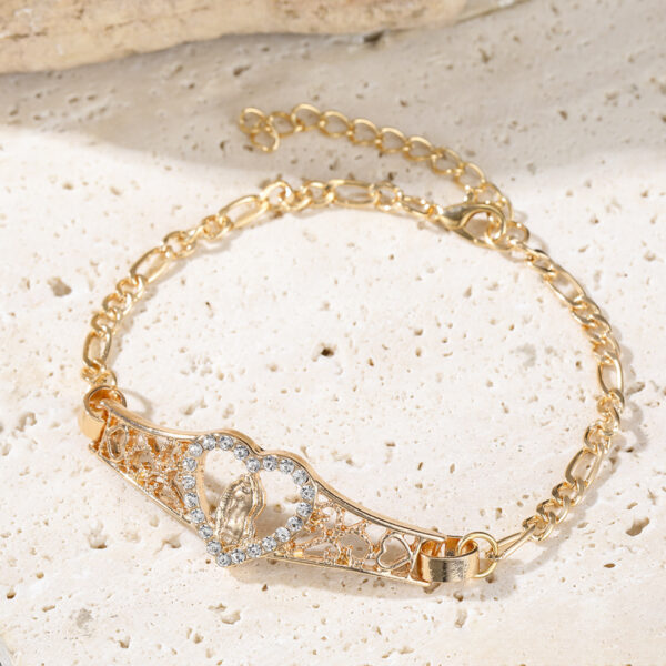 oly-577bbab802792c6b5a0c1681efdef93d Wholesale Electroplated Metal Vintage Virgin Mary Heart Prayer Bracelet For Gift Boutique Resale Jewelry Accessory