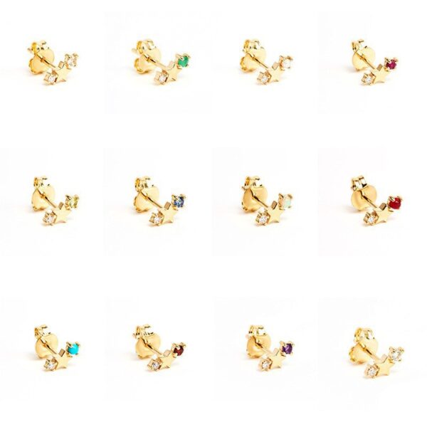 oly-578247f4ecfe24a4771c50907242d57a Wholesale Zodiac Earrings Titanium Steel Diamond Constellation Studs Jewelry Accessory For Boutique Resale