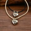 oly-57d9b15cf08bc9a90120646107677fef Wholesale Vintage Heart Pendant Necklace Black Rope Chain Zinc Alloy Stylish Jewelry Accessory