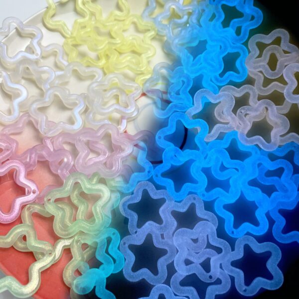 oly-580ff612f03864b25f0611092e34818c Wholesale Stylish Acrylic Glow-in-the-Dark Hollow Star Beads for DIY Phone Strap, Keychain, Pendant Jewelry Making Craft Supply