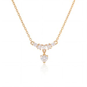 Square diamond heart pendant necklace