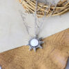 Wholesale Antique Silver Sunflower Pendant Necklace Moonstone Clavicle Chain Vintage Chic Fashion Accessory For Women Boutique Resale