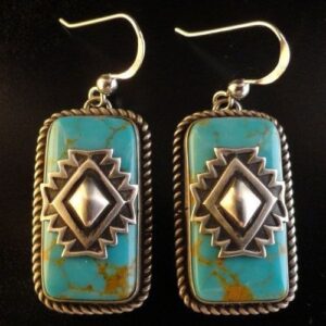 oly-58745d58bfef0c3cbf1a62c5f714e930 Wholesale Vintage Ethnic Turquoise Alloy Earrings With Electroplated Finish Party Wear Chic Jewelry Accessory