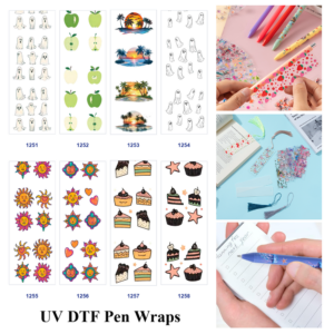 Wholesale 2/8/16pcs Ghost Apple Sunset Beach Sun Flower Cake Dessert Print Pen and Bookmark Stickers UV DTF Wraps