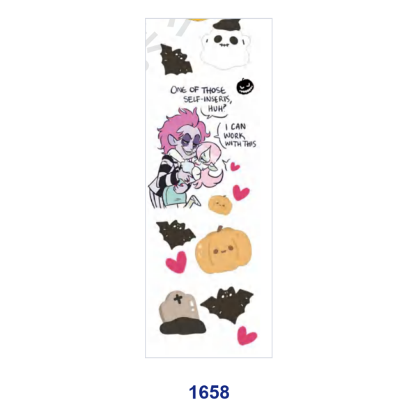 oly-58b1425a6e403c1f639553ea20498051 Wholesale 2/8/16pcs Halloween Skeleton Ghost Pumpkin Floral Print Pen and Bookmark Stickers UV DTF Wraps OLY Exclusive