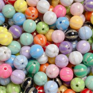 Wholesale Acrylic Gold-Plated Watermelon Stripe Beads for DIY Phone Charms, Chic Macaron Colors, Boutique Resale