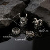 Wholesale Gothic Skull Goat Head Adjustable Open Ring Vintage Thorn Feather Design Unisex Fashion Jewelry Accessory