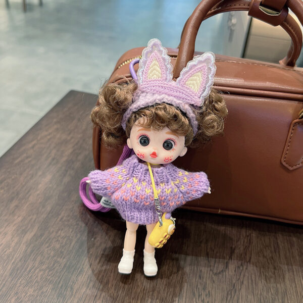 Wholesale Stylish Cute Doll Keychain White Vinyl Bunny Ear Design Fashion Accessory For Bags And Keys