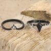 Wholesale Electroplated Black Alloy 2 Piece Ring Set For Women Fashion Jewelry Gift