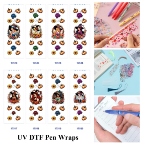 Wholesale 2/8/16pcs Autumn Floral Princess Witch Pattern Pen and Bookmark Stickers UV DTF Wraps OLY Exclusive