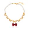 Wholesale Copper Electroplated Pearl Cherry Beaded Necklace Sweet French Style Chic Jewelry Accessory
