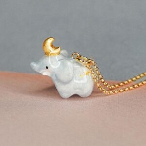 Moon elephant pendant necklace