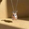 oly-5985c31a1f19ea08c5b2779a1bdef3ac Wholesale Pink Rabbit Pearl Cherry Blossom Pendant Necklace Cute Animal Design Electroplated Copper Fashion Jewelry Gift For Women