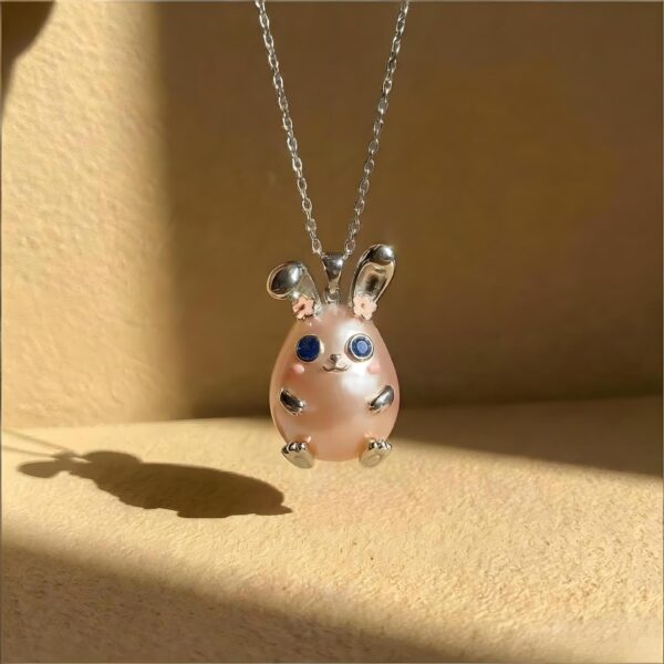 oly-5985c31a1f19ea08c5b2779a1bdef3ac Wholesale Pink Rabbit Pearl Cherry Blossom Pendant Necklace Cute Animal Design Electroplated Copper Fashion Jewelry Gift For Women