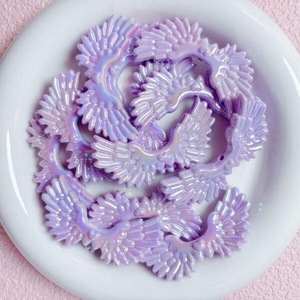 oly-59a8a7b80428a10263a298e9cb02d7b3 Wholesale Acrylic Heart Angel Wings Beads, UV Plated Light Pink DIY Phone Charm Supplies Fashion Accessory Resale