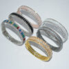 Wholesale Rhinestone 3 Row Open Bangle Bracelet For Women Silver Fashion Jewelry Office Style Boutique Resale Gift