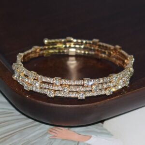 3 rows gold white diamond sl-1033