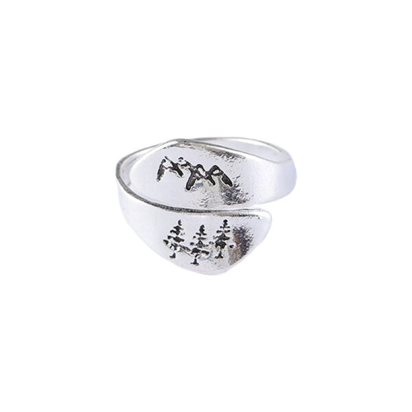 oly-5a337abe3d5a282d82a3c24a0994b5c3 Wholesale Antique Silver Mountain Cedar Adjustable Ring Forest Peak Design Zinc Alloy Jewelry Trendy Gift Accessory