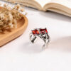 Wholesale Trendy Unisex Adjustable Stacking Ring With Ruby Tone Stone Vintage Thorn Design Zinc Alloy Fashion Accessory For Resale
