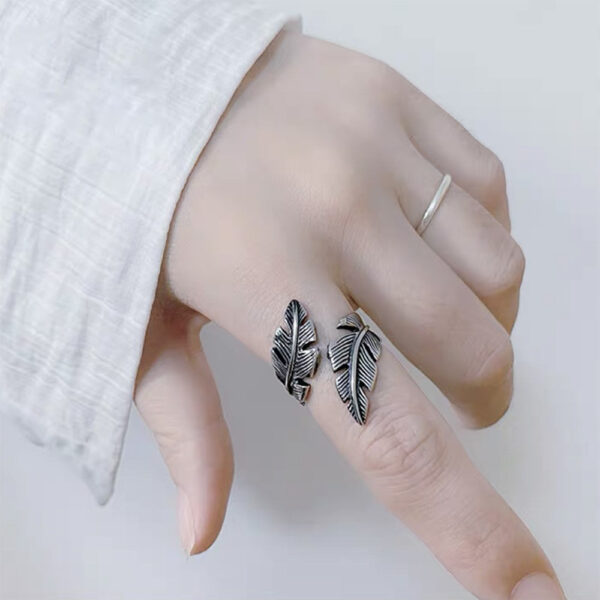 oly-5a55099c87e4fa98d22f125a28c3101b Wholesale Distressed Leaf Ring Antique Silver Zinc Alloy Punk Hip Hop Chic Jewelry Accessory Boutique Resale Gift