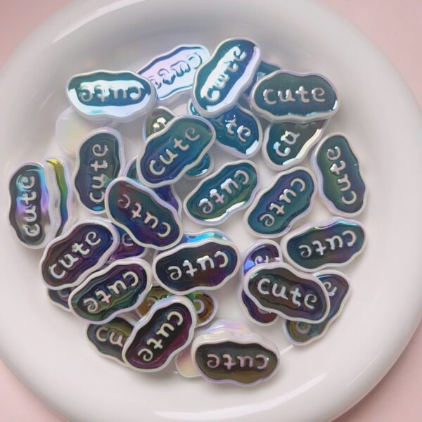 Wholesale Trendy Cute Word Plate Acrylic Charms, Electroplated Black Finish, for DIY Phone Chain Keychain Jewelry Accessory